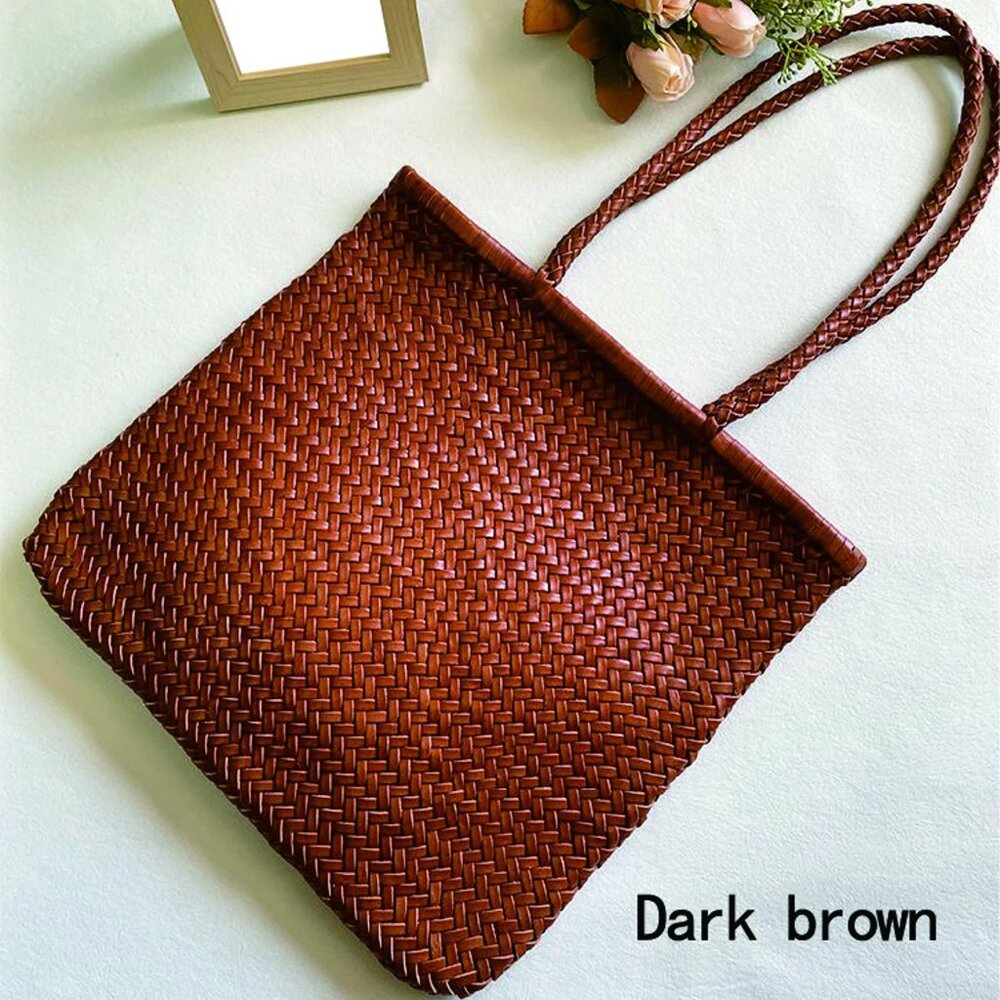 Hand-woven leather shoulder / tote tote bag